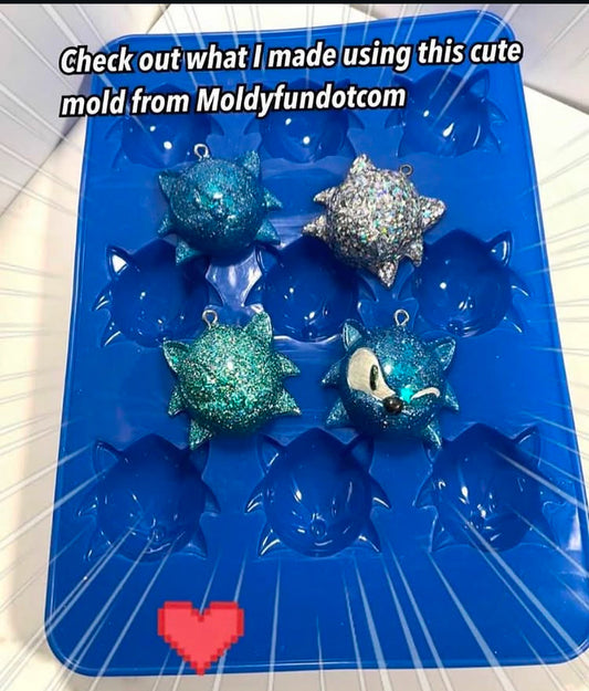 Blue Hedgehog silicone mold for chocolates, resins, soaps. Ships from NY, USA!
