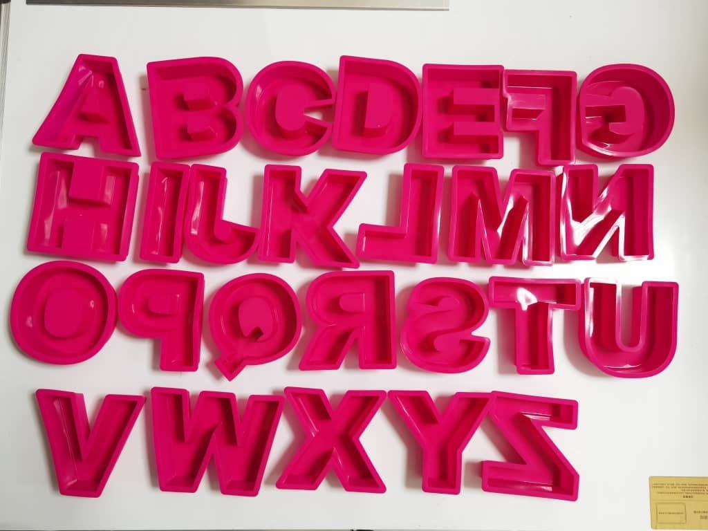 US DIRECT - 6 inch Pink Letters Silicone Molds A Z - PLUS ampersand & Symbol perfect for resins