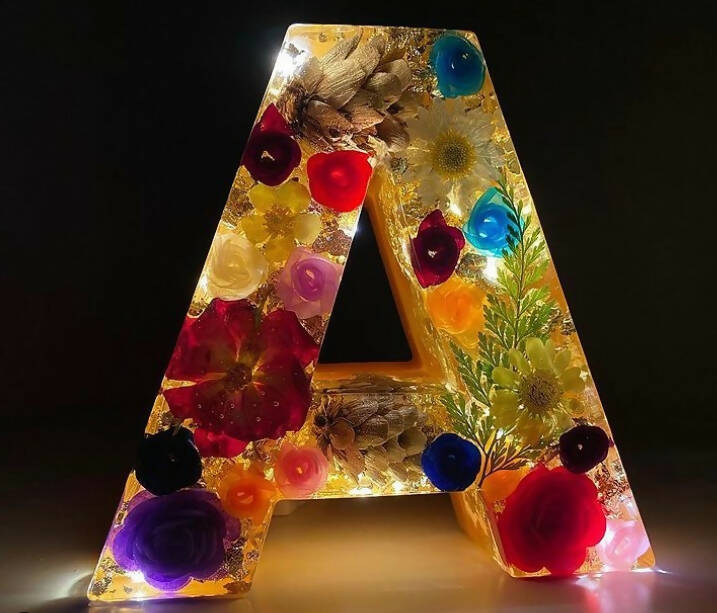 Light up letter A resin art letter