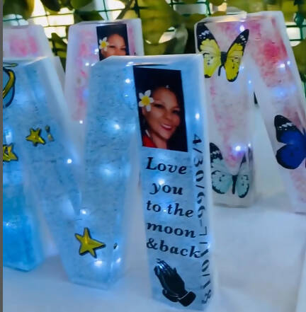 Letter M personalized Memorial Resin Art by @cannaleaf2