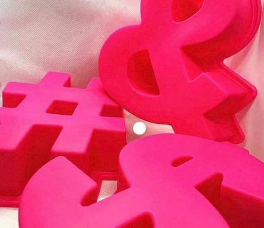 6 Inch Pink & Ampersand # HASH and Dollar symbols perfect for resin, candles, soaps